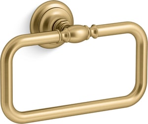 Rectangular Closed Towel Ring in Vibrant Brushed Moderne Brass