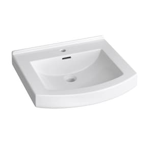 20 in. Rectangular Vitreous China Pedestal Bathroom Sink in White