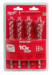 4 Pc Wood Bit Set 6-1/2 Speed Feed