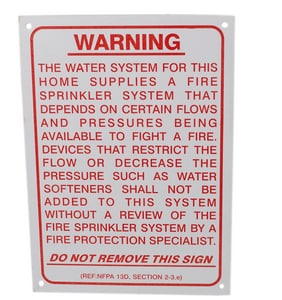 5 x 7 in. NFPA Sprinkler System Warning Sign