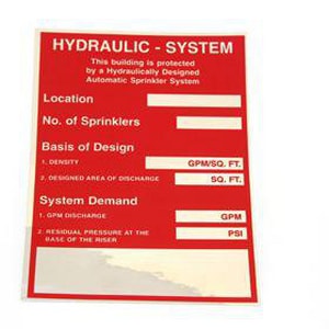 5 x 7 in. Vinyl Fire Sprinkler Sign