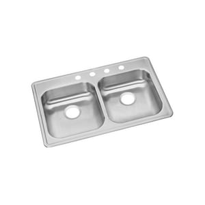 33 in. Drop-in Stainless Steel Double Bowl Kitchen Sink in Satin