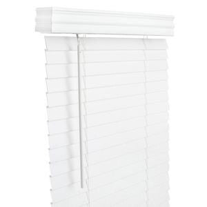 35 x 96 x 2 in. Faux Wood Cordless Blind in Off White