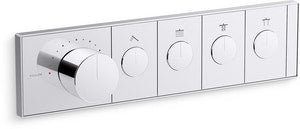 Five Handle Thermostatic Valve Trim in Polished Chrome