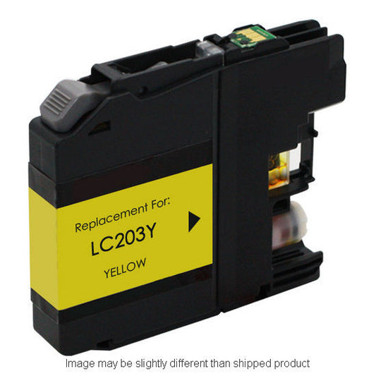 Compatible Brother LC203 High Yield Yellow Ink, 550 pages, OEM LC203Y (ITC RPLBRLC203Y)
