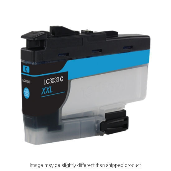 Compatible Brother LC3033 Super High Yield Cyan Ink, 1,500 pages, OEM LC3033CS (ITC RPLBRLC3033C)