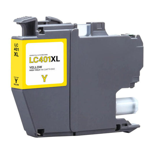 Compatible Brother LC401XL High Yield Yellow Ink, 500 pages, OEM LC401XLY (ITC RPLBRLC401XLY)