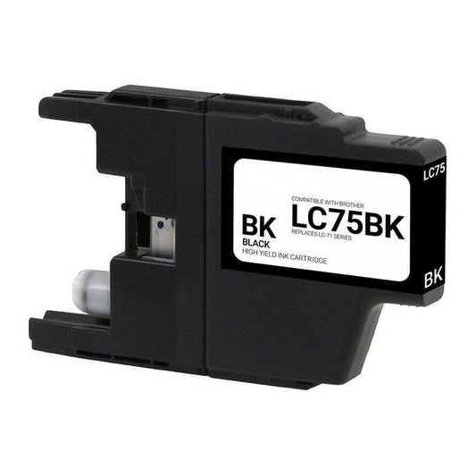 Compatible Brother LC75 High Yield Black Ink, 600 pages, OEM LC75BK (ITC RPLBRLC75BK)