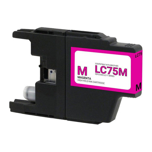 Compatible Brother LC75 High Yield Magenta Ink, 600 pages, OEM LC75M (ITC RPLBRLC75M)