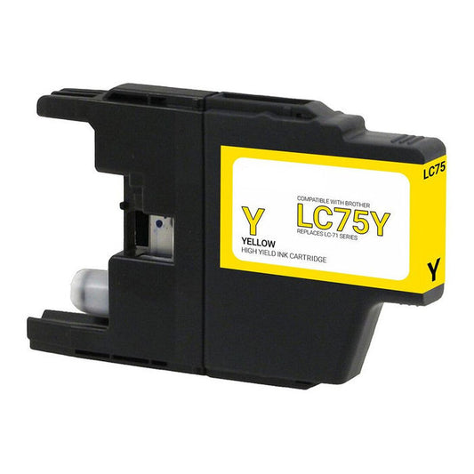 Compatible Brother LC75 High Yield Yellow Ink, 600 pages, OEM LC75Y (ITC RPLBRLC75Y)