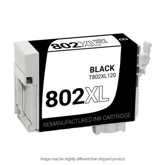 Remanufactured Epson T802XL120 High Yield Black Ink, 2,600 pages, OEM T802XL120S (ITC RPLEPT802XL120R)