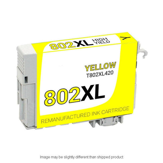 Remanufactured Epson T802XL420 High Yield Yellow Ink, 1,900 pages, OEM T802XL420S (ITC RPLEPT802XL420R)