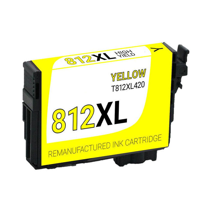 Remanufactured Epson T812XL420 High Yield Yellow Ink, 1,100 pages, OEM T812XL420S (ITC RPLEPT812XL420R)