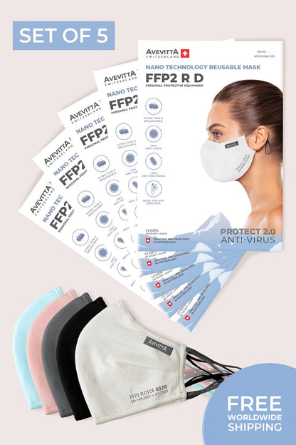 Set of 5 Avevitta 2.0 FFP2 Anti-Viral Reusable Mask