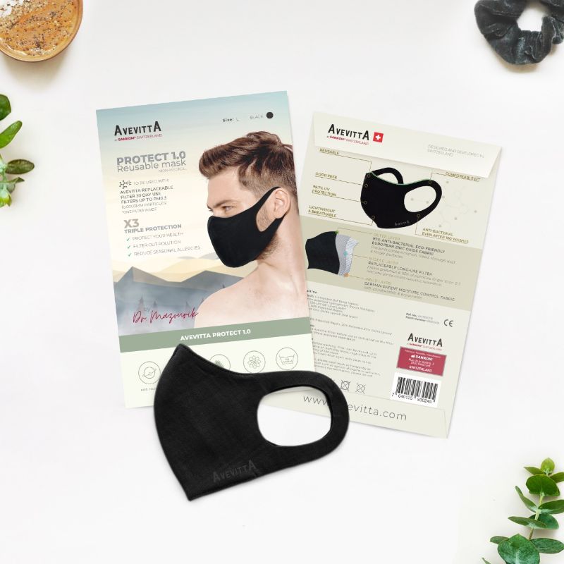 Triple Action Reusable Face Mask - Black (Child Size)