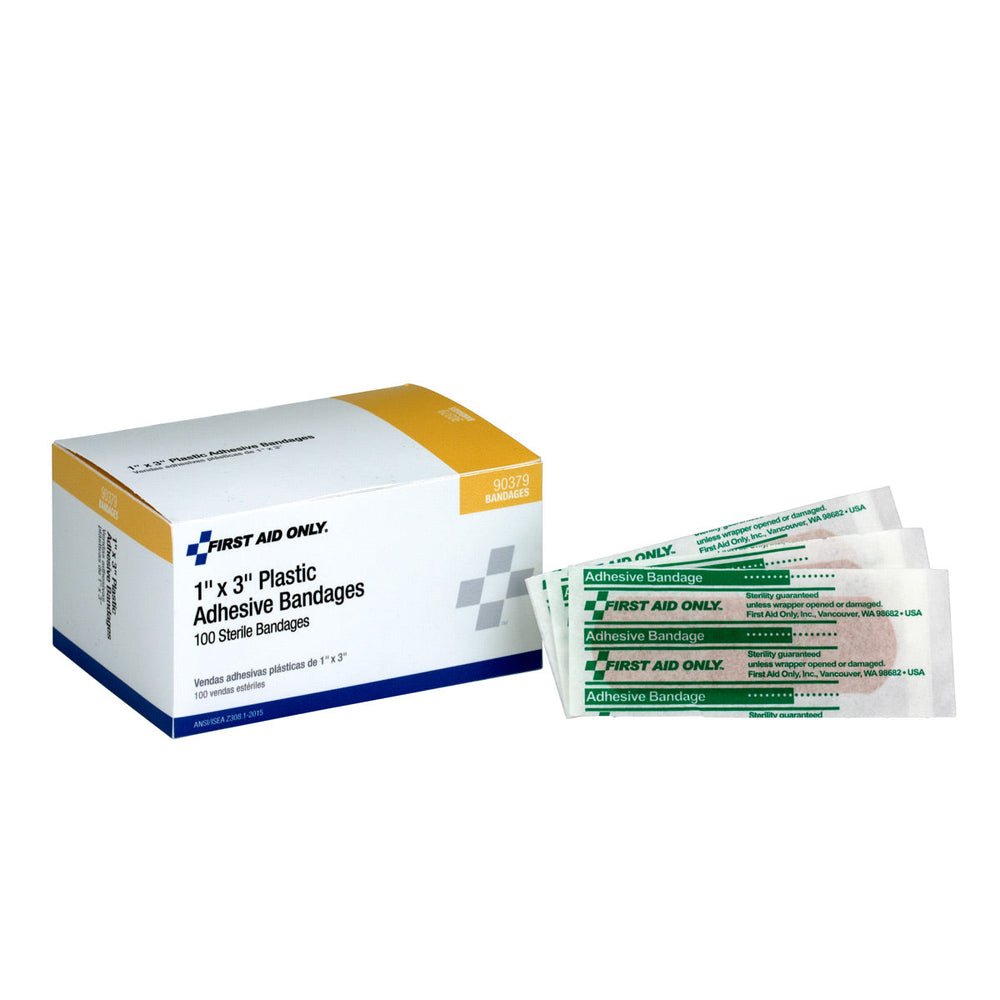 First Aid Only 1" x 3" Plastic Bandages, 100 per Box