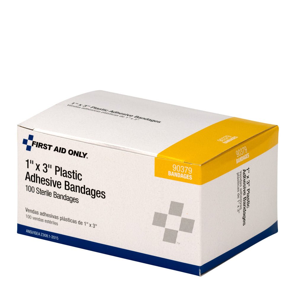First Aid Only 1" x 3" Plastic Bandages, 100 per Box