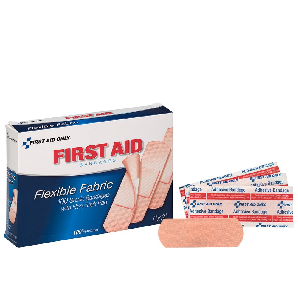 First Aid Only 1"x3" Fabric Bandages, 100 per Box