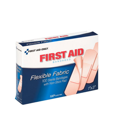 First Aid Only 1"x3" Fabric Bandages, 100 per Box