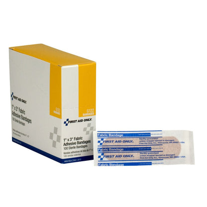 First Aid Only 1"x3" Fabric Bandages, 100 Per Box