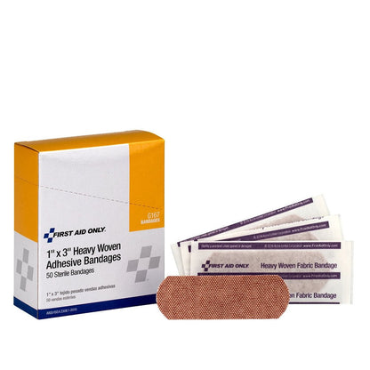 First Aid Only 1"x3" Heavy Woven Fabric Bandages, 50 Per Box