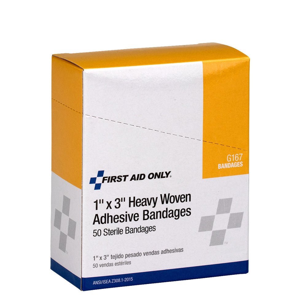 First Aid Only 1"x3" Heavy Woven Fabric Bandages, 50 Per Box