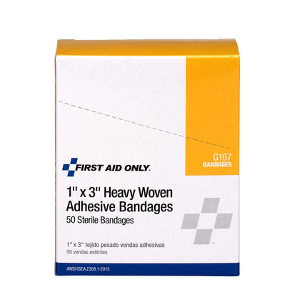 First Aid Only 1"x3" Heavy Woven Fabric Bandages, 50 Per Box