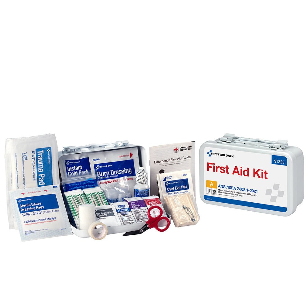 First Aid Only 10 Person ANSI A Metal First Aid Kit, ANSI 2021 Compliant