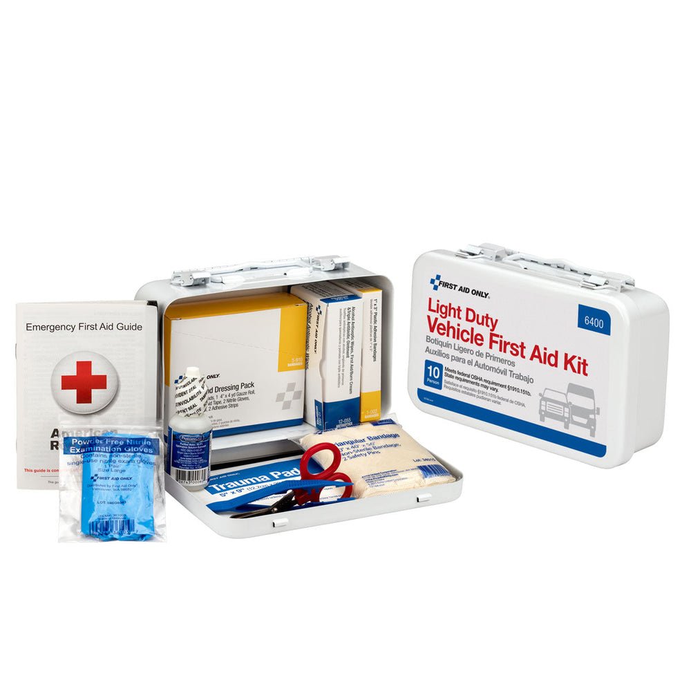 First Aid Only 10 Person Vehicle First Aid Kit, Weatherproof Steel Case