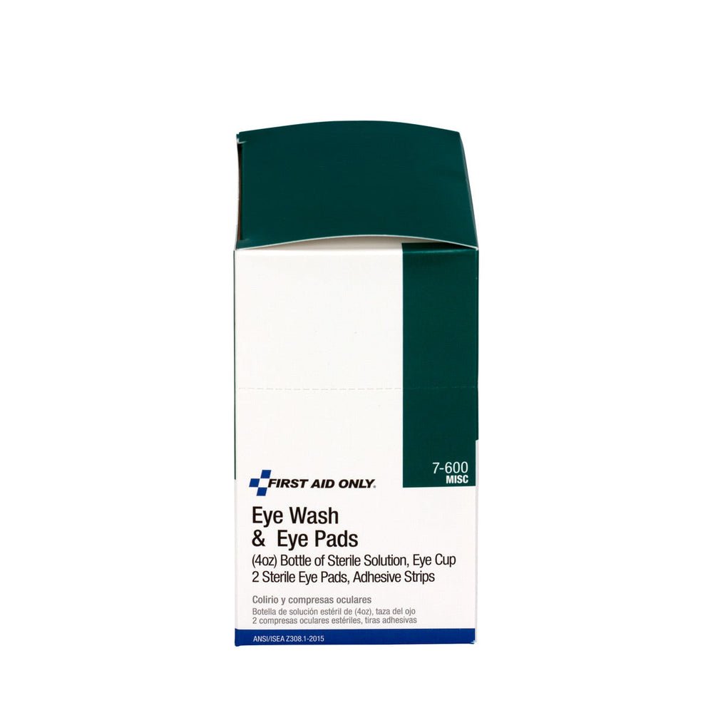 First Aid Only 4 Piece Eye Wash Kit - 4 oz. Eyewash, Eye pads & Adhesive Strips, 1 set/box