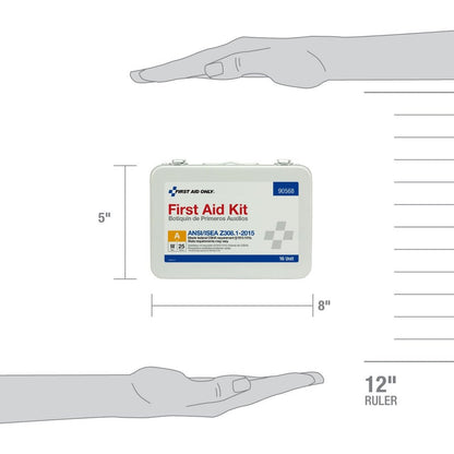 First Aid Only 25 Person 16 Unit ANSI A First Aid Kit, Steel, Weatherproof, ANSI 2015 Compliant