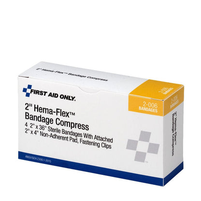 First Aid Only 2" Hema-Flex Bandage Compress, 4 Per Box