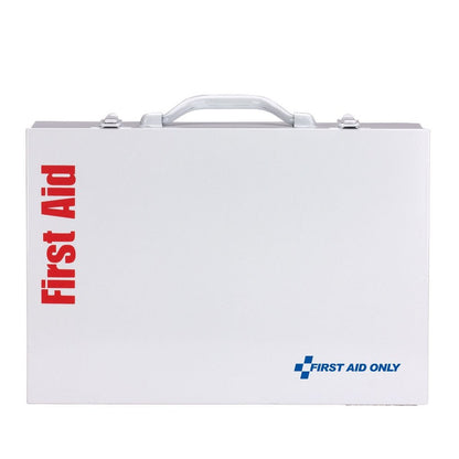 First Aid Only 75 Person 2 Shelf First Aid Metal Cabinet, ANSI A+, Type I & II, with Medications, ANSI 2015 Compliant