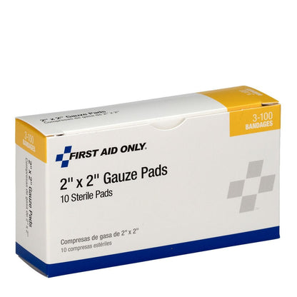 First Aid Only 2"x2" Sterile Gauze Pads, 10 Per Box