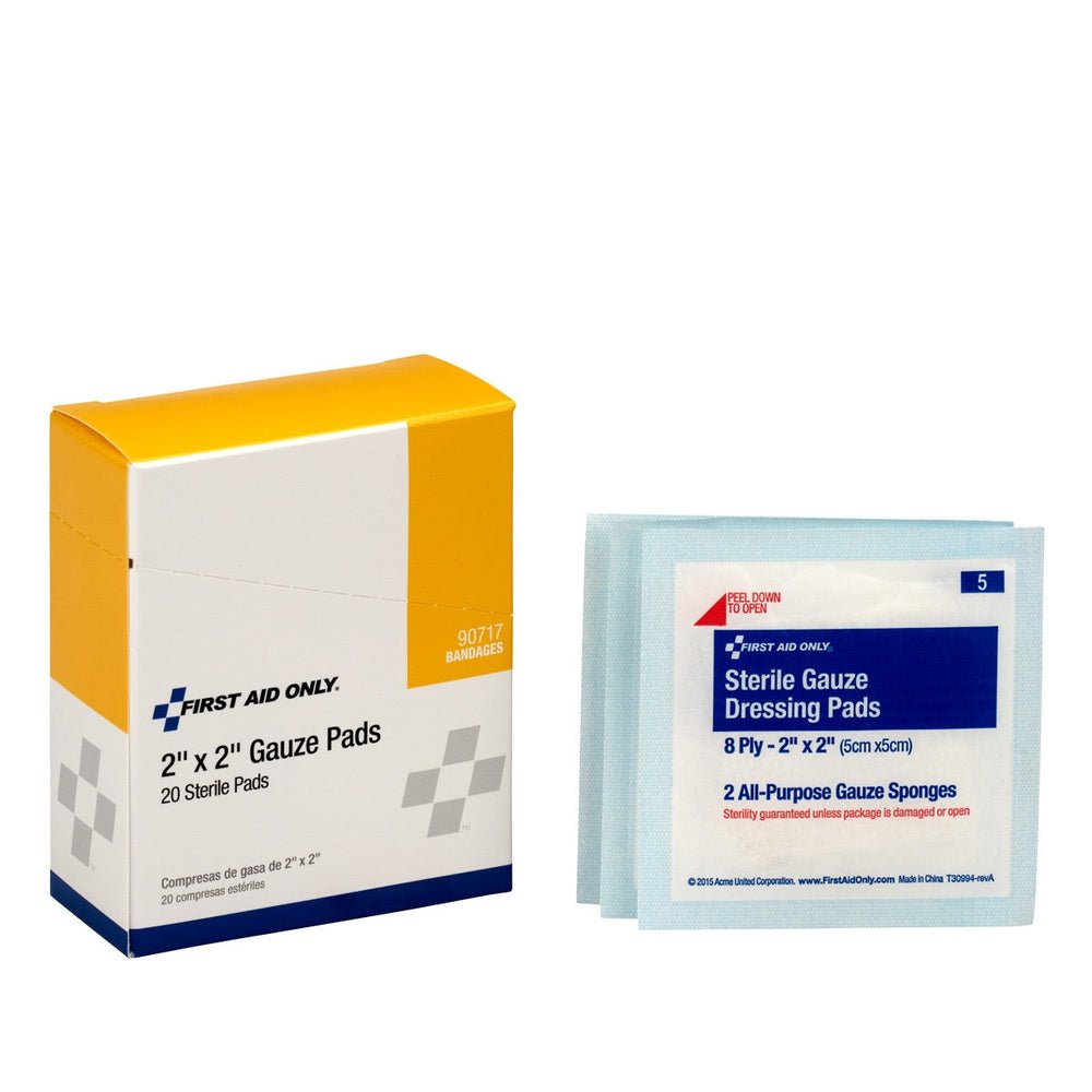 First Aid Only 2"x2" Sterile Gauze Pads, 20 Per Box