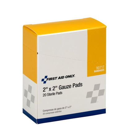 First Aid Only 2"x2" Sterile Gauze Pads, 20 Per Box