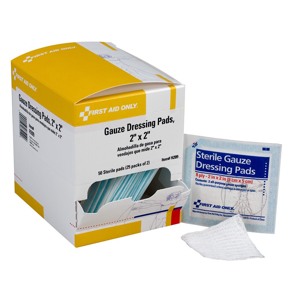 First Aid Only 2"x2" Sterile Gauze Pads, 50 Per Box