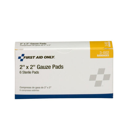 First Aid Only 2"x2" Sterile Gauze Pads, 6 Per Box