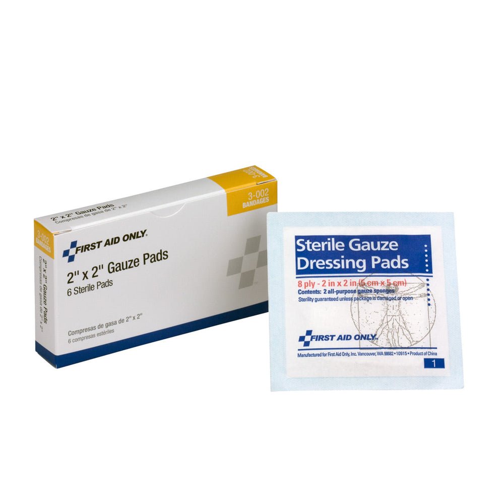First Aid Only 2"x2" Sterile Gauze Pads, 6 Per Box