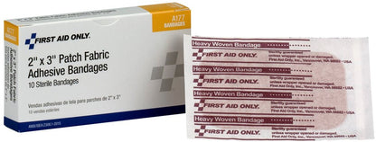 First Aid Only 2"x3" Heavy Woven Fabric Bandages, 10 Per Box