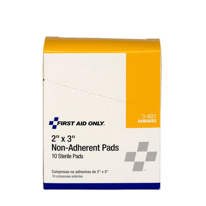 First Aid Only 2"x3" Non-Adherent Pads, 10 Per Box