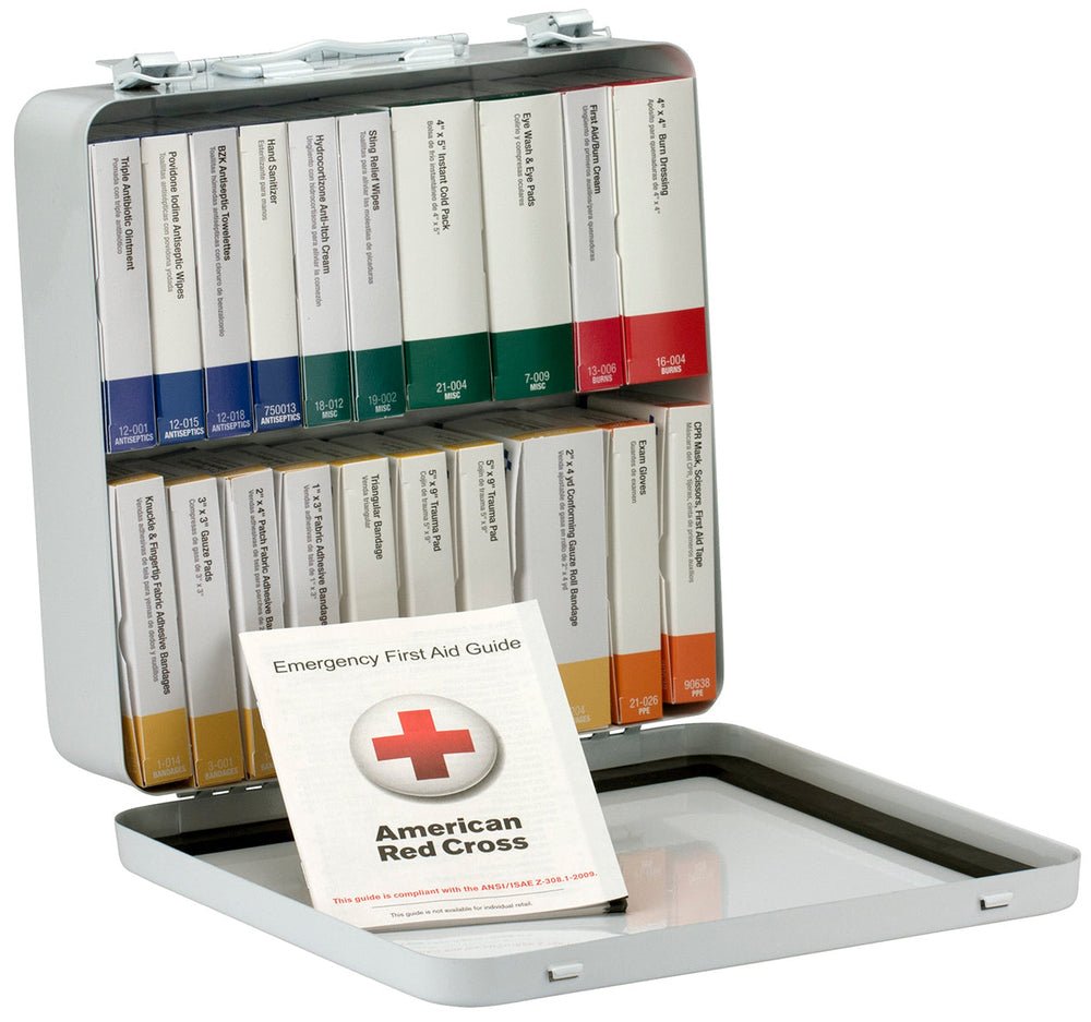 First Aid Only 50 Person 24 Unit First Aid Kit, Metal, Weatherproof, ANSI A+, Type III, ANSI 2015 Compliant