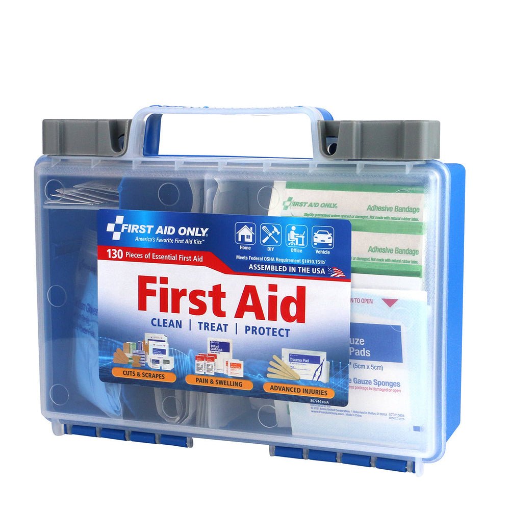 First Aid Only 25-Person Clear Front Plastic First Aid Kit, 130 pieces, OSHA Compliant