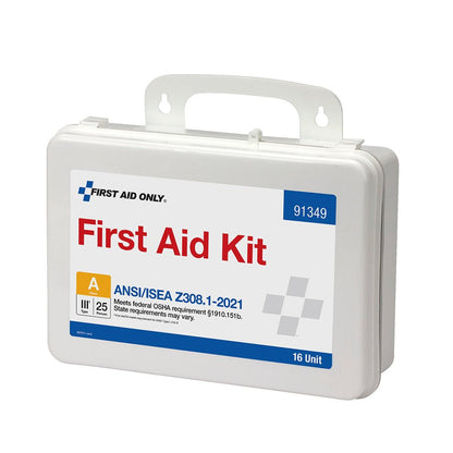 First Aid Only 25 Person ANSI A 16 Unit Plastic First Aid Kit, ANSI 2021 Compliant
