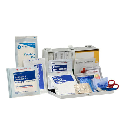 First Aid Only 25 Person ANSI A Contractor Metal First Aid Kit, ANSI 2021 Compliant