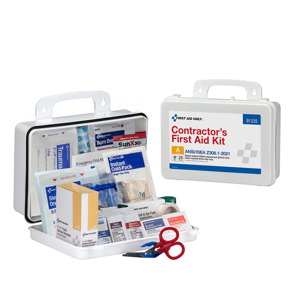 First Aid Only 25 Person ANSI A Contractor Plastic First Aid Kit, ANSI 2021 Compliant