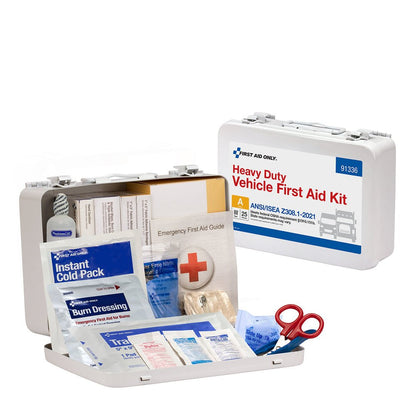 First Aid Only 25 Person ANSI A Heavy Duty Vehicle Metal First Aid Kit, ANSI 2021 Compliant