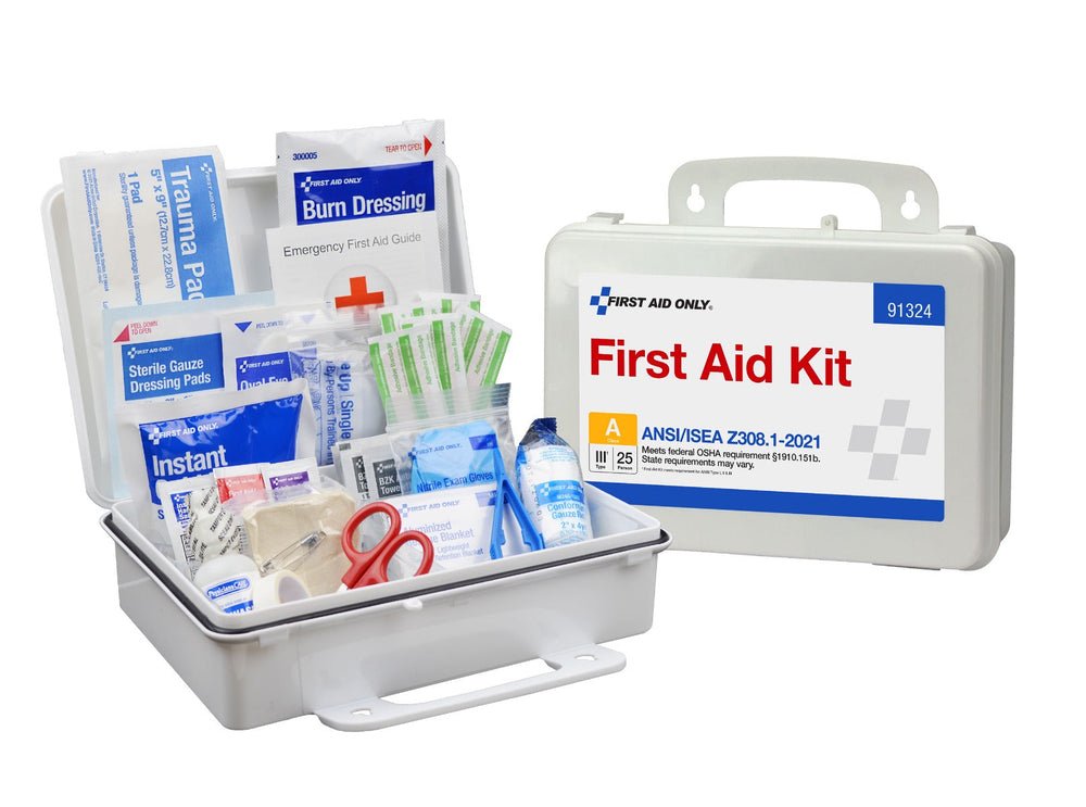 First Aid Only 25 Person ANSI A Plastic First Aid Kit, ANSI 2021 Compliant