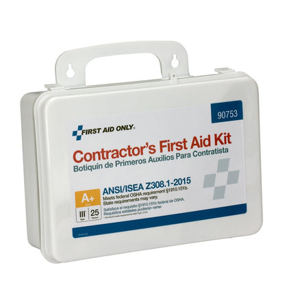 First Aid Only 25 Person Contractor ANSI A+ First Aid Kit, Plastic Case, Type III, ANSI 2015 Compliant