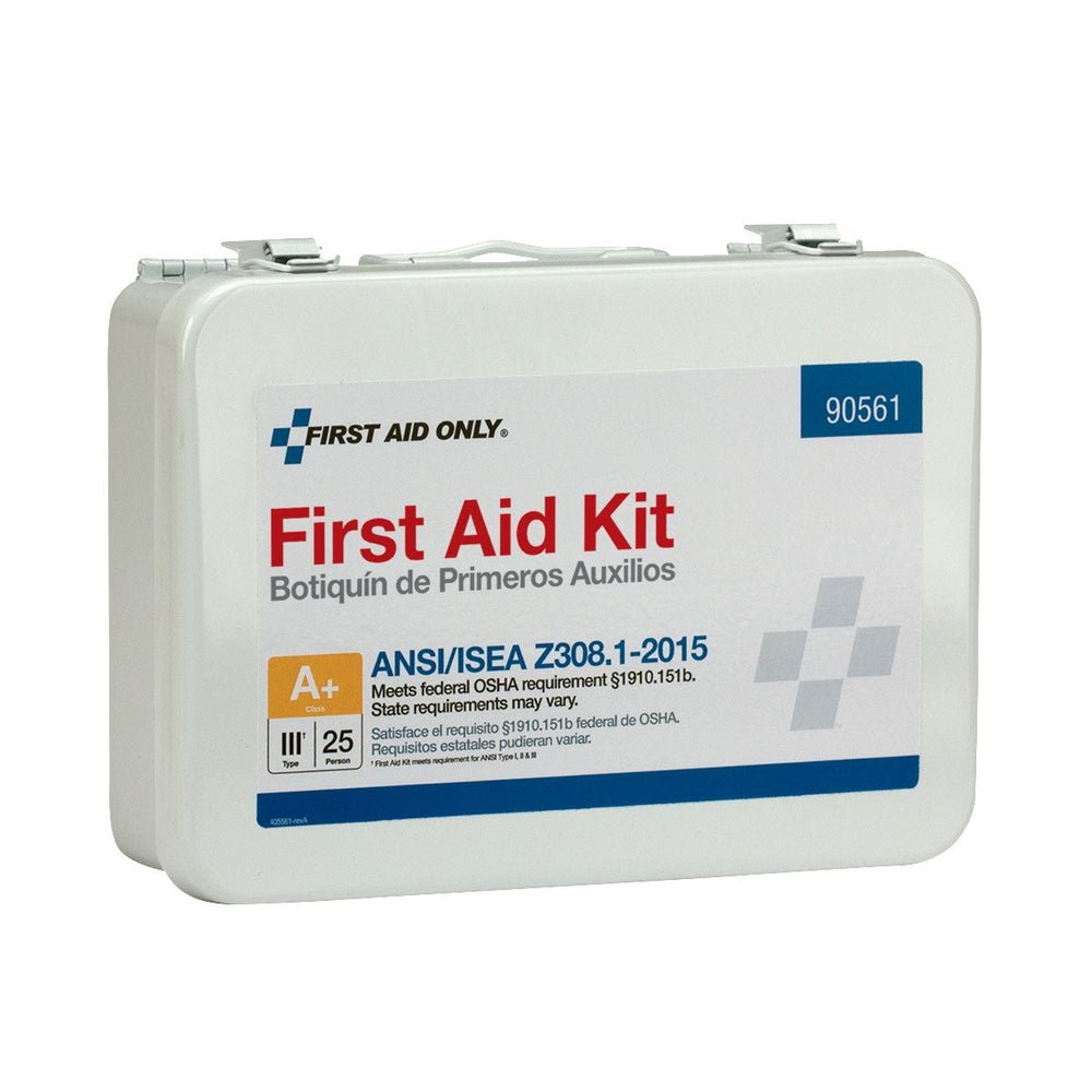 First Aid Only 25 Person Metal First Aid Kit, ANSI A+, Type III, ANSI 2015 Compliant